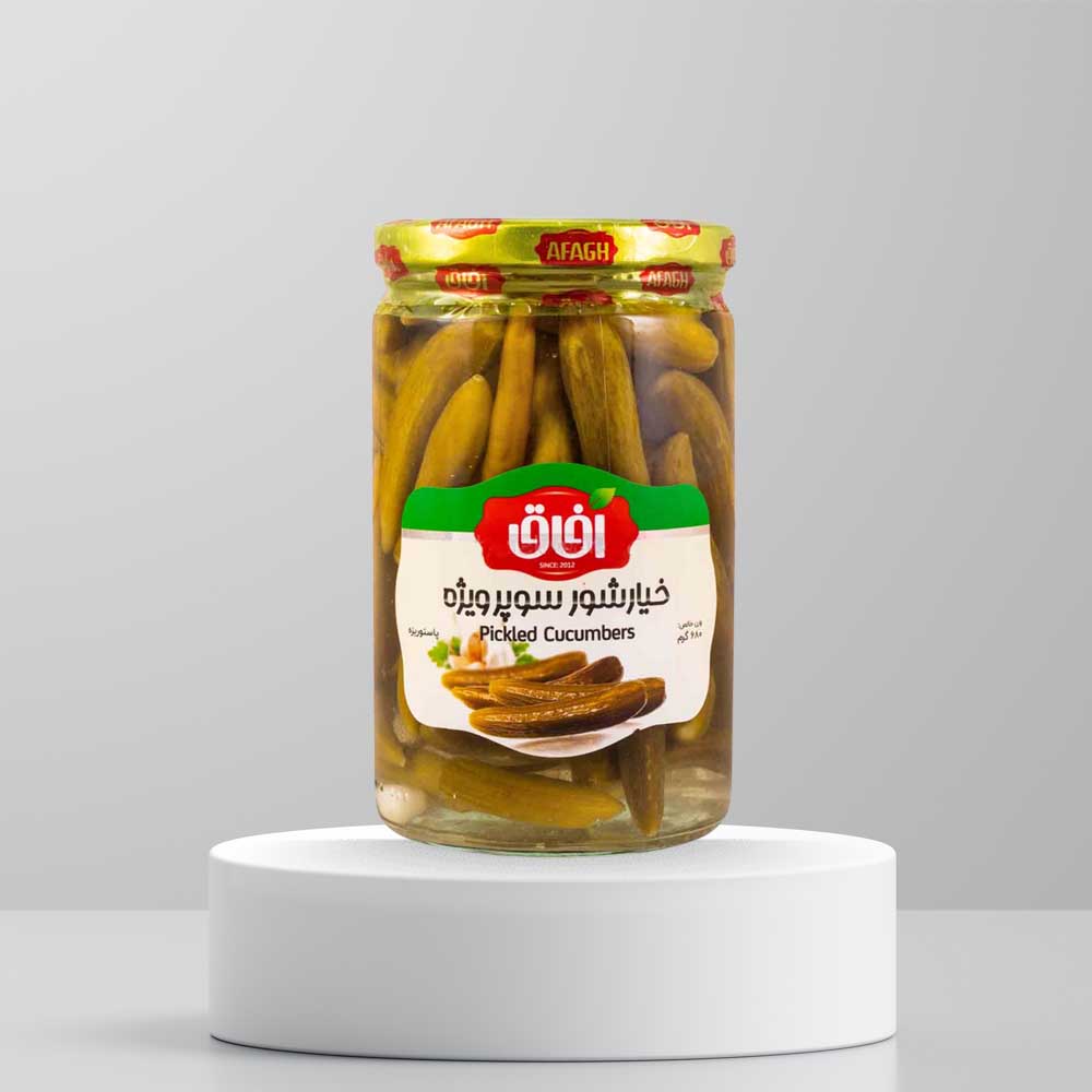 afagh pickled cucumber Afagh cucumber Pickled 680gr خیار شور سوپر ویژه آفاق - Image 1