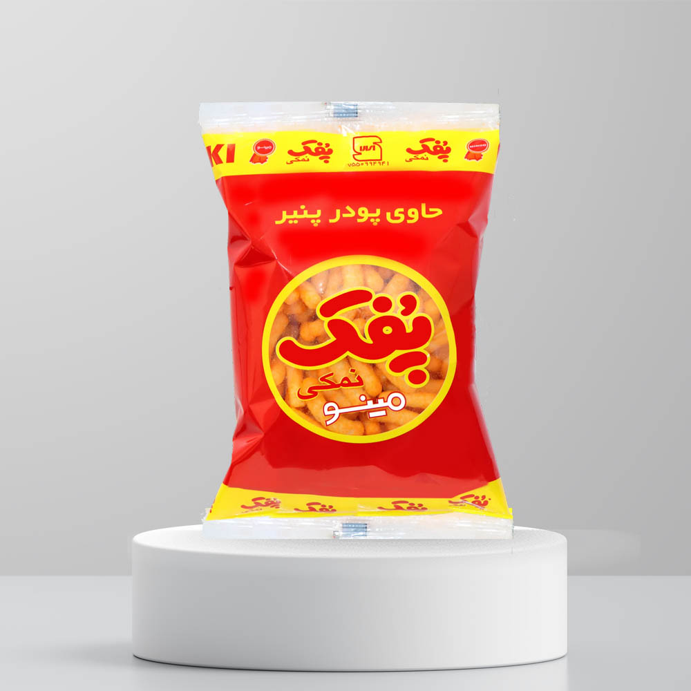 minoo Minoo Iranian Cheese Snacks, Pofak Namaki, Salty Puff- 28gm پفک نمکی مینو - Image 1