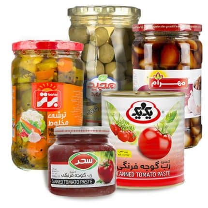 Caned & Pickles & Olives & Pasteکنسرو و ترشی‌جات و زیتون و رب
