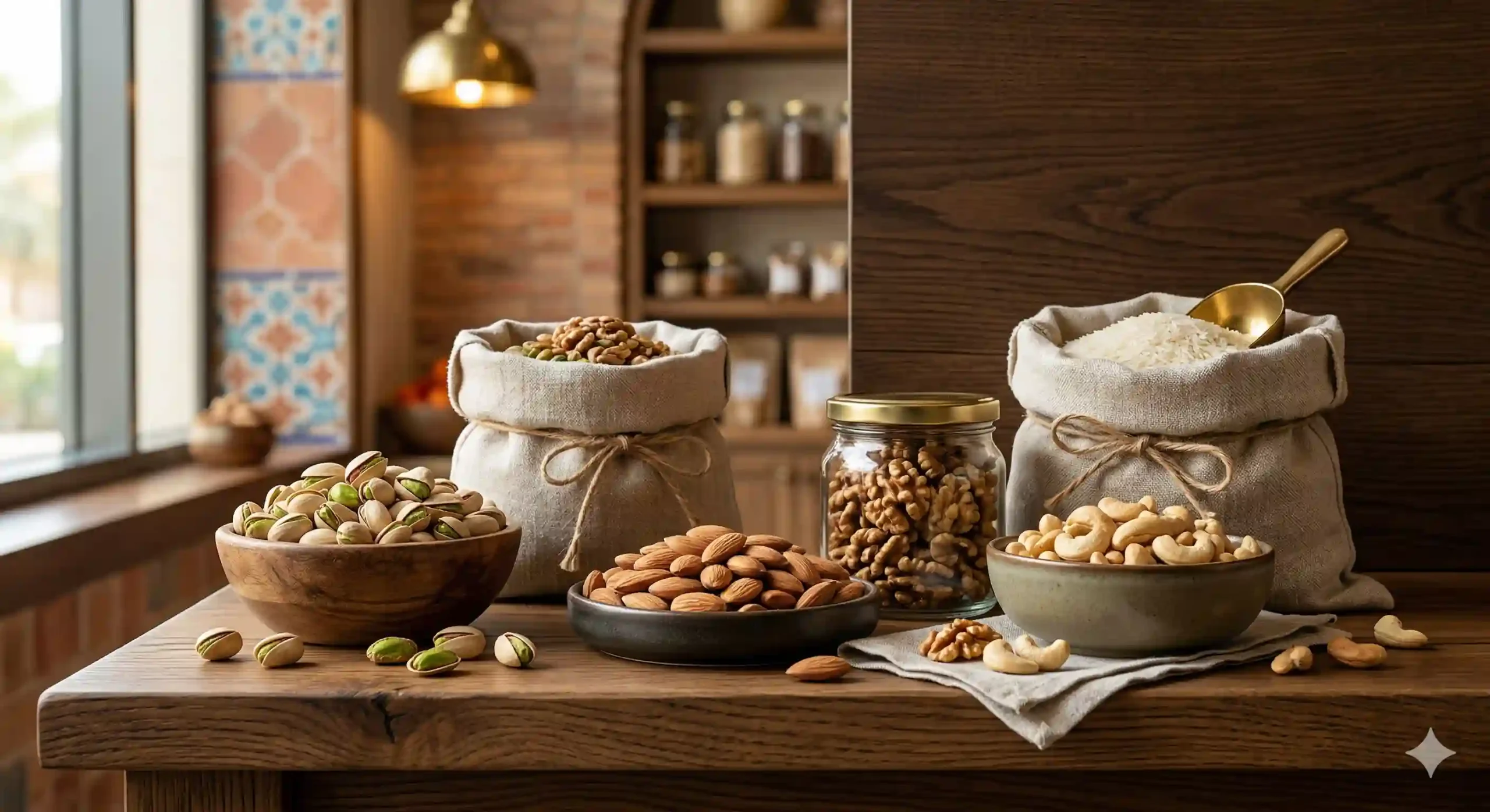 Rice or nuts display